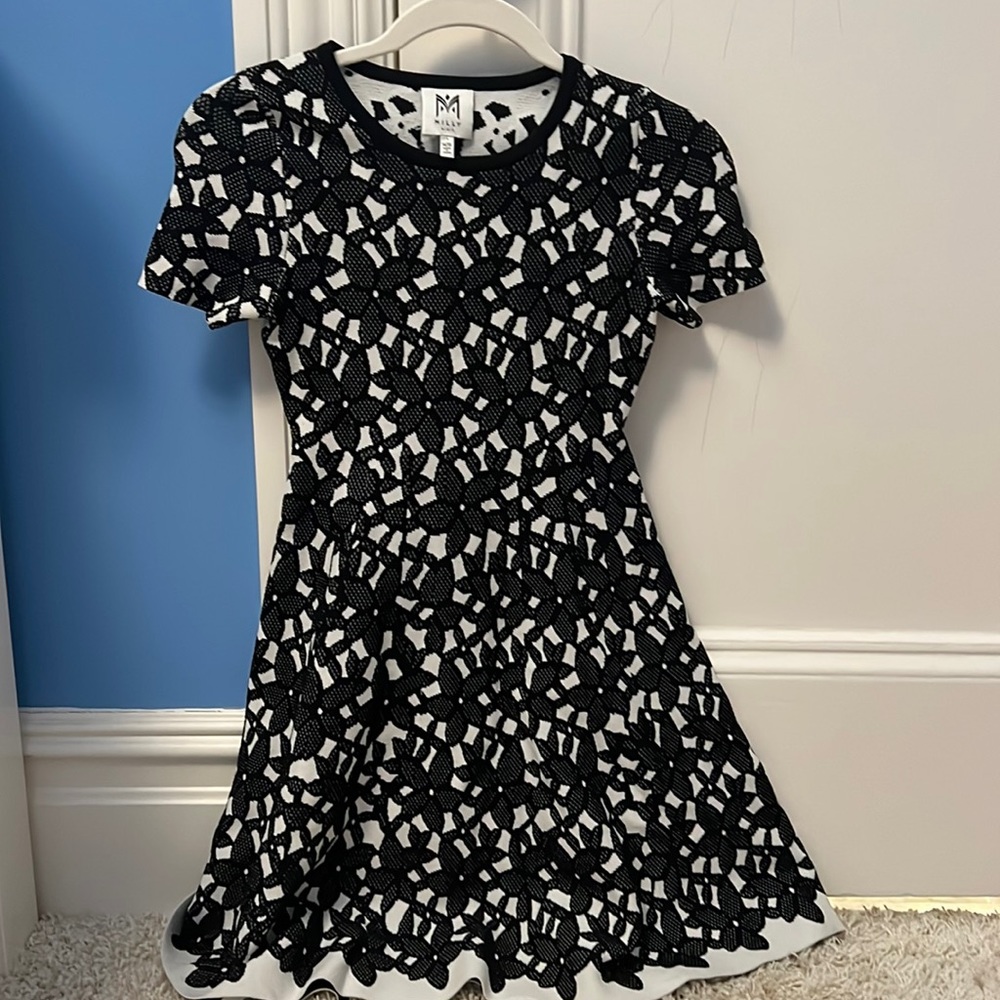 Black and White Floral Pattern Milly Minis Dress